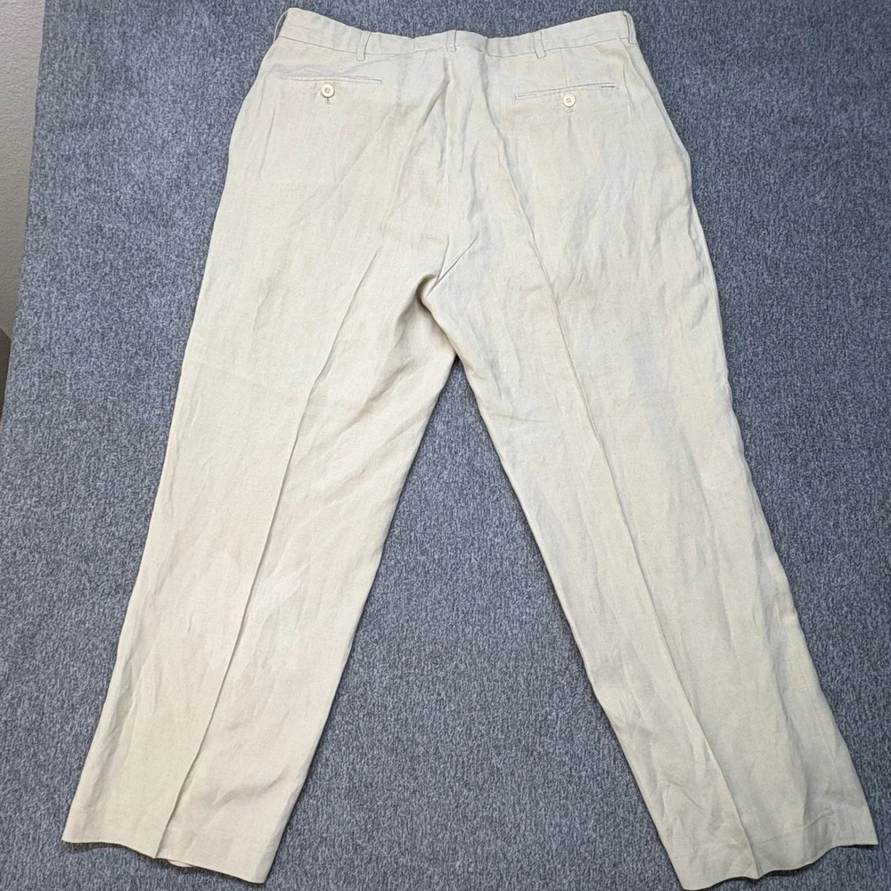 Polo Ralph Lauren Mens 36x27.5 Beige Linen Silk Blend Flat‎ Front Trousers Pants
